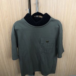 Short sleeve Olive Green turtleneck